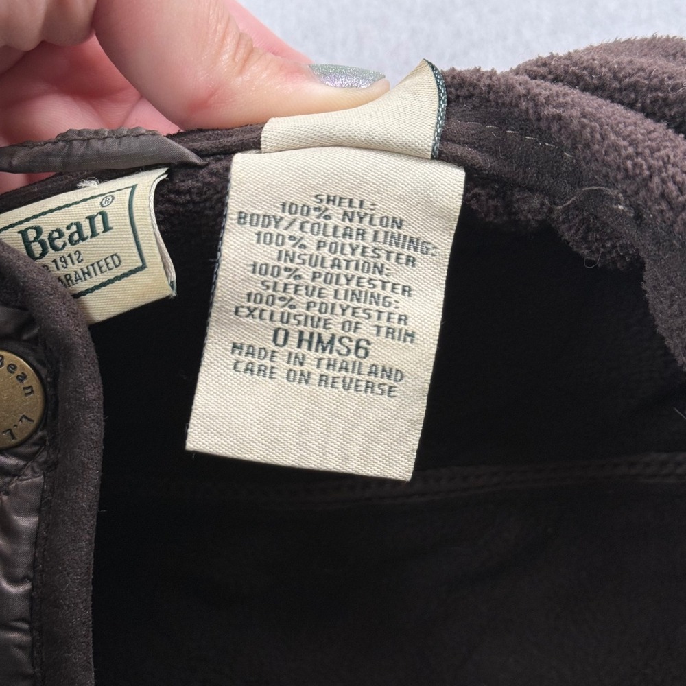 LL Bean Womens XS Quilted Field Jacket Brown Thinsulate Fleece Lined 0HMS6 - Picture 4 of 7